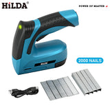 HILDA Electric Nail Gun Portable Furniture Pneumatic Gun Nail Gun DIY Tools 2 in1 Air Nail Gun with 2000pcs Staples LED Light