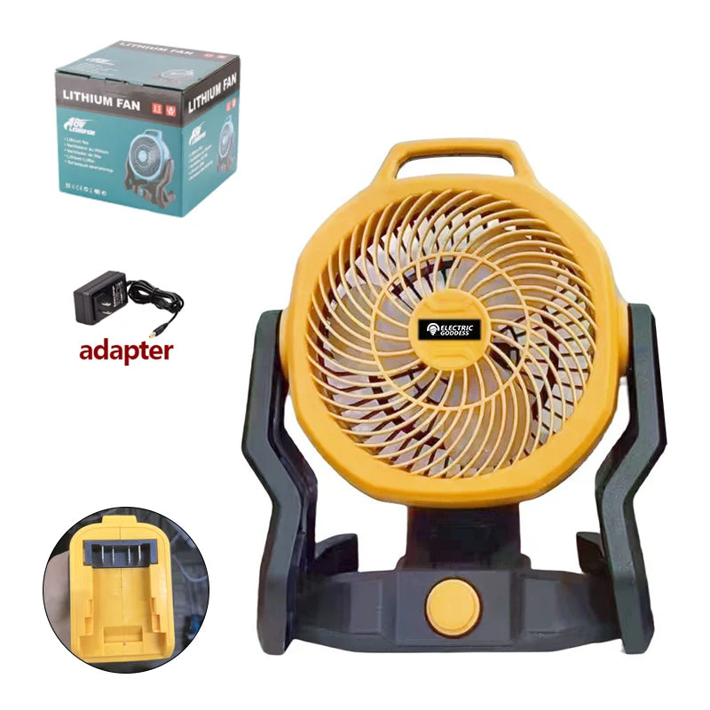 180 Degrees Rotary Outdoor Electric Fan Lithium Battery Drive Battery And Line Dual Use For Family Outdoor Fishing Camping