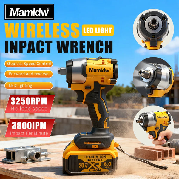 1/2" High Torque Impact Wrench, Brushless Cordless Impact Driver with LED Light, for Automotive & Lawn Equipment Repair, Tool Only for DEWALT 20V Battery