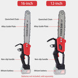 12/16 Inch Cordless Electric Chain Saw Brushless Motor 22000RPM Lithium Battery Powered For Tree Felling Woodworking Garden Tool