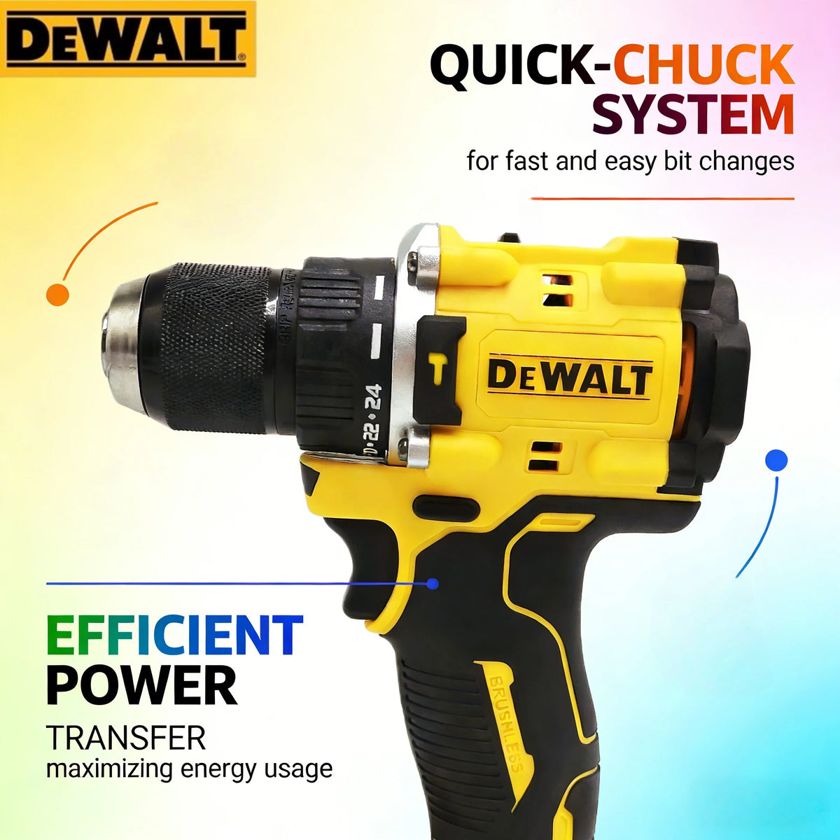 DEWALT DCD805 Cordless Drill with Brushless Motor, 20V MAX Long-Lasting Build Drill for Home Improvement & Jobsite Projects