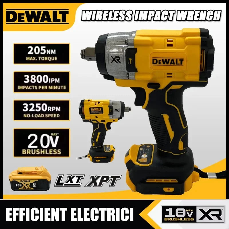 Dewalt 3250RPM Cordless Electric Wrench 205N.m Brushless Impact Wrench High Torque Power Repair Tool For Dewalt