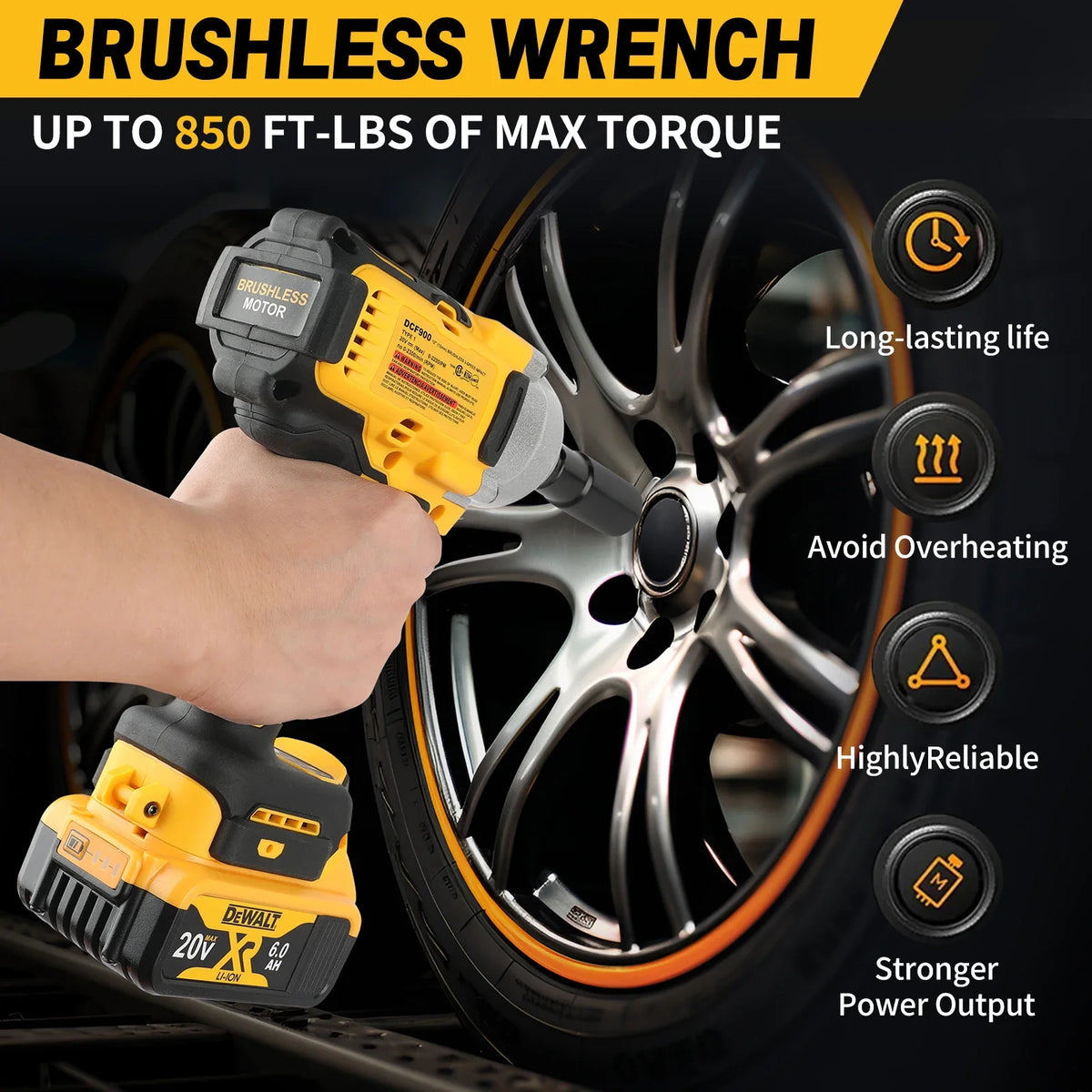 2025 DEWALT DCF900 1/2" High Torque Brushless Impact Wrench 20V Cordless for Auto Repair Industrial Use