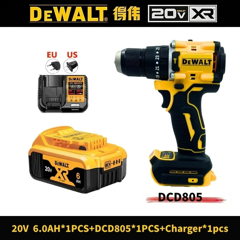 DEWALT DCD805 20V Power Drill Tools, Brushless Impact Drill Cordless Electric Screwdriver, Optional 2Ah 6Ah Lithium