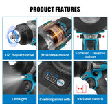 Kamolee 3100NM Wireless Charging High Torque Wrench 1/2 Inch Repair Electric Impact Wrench is compatible with Makita 18V battery