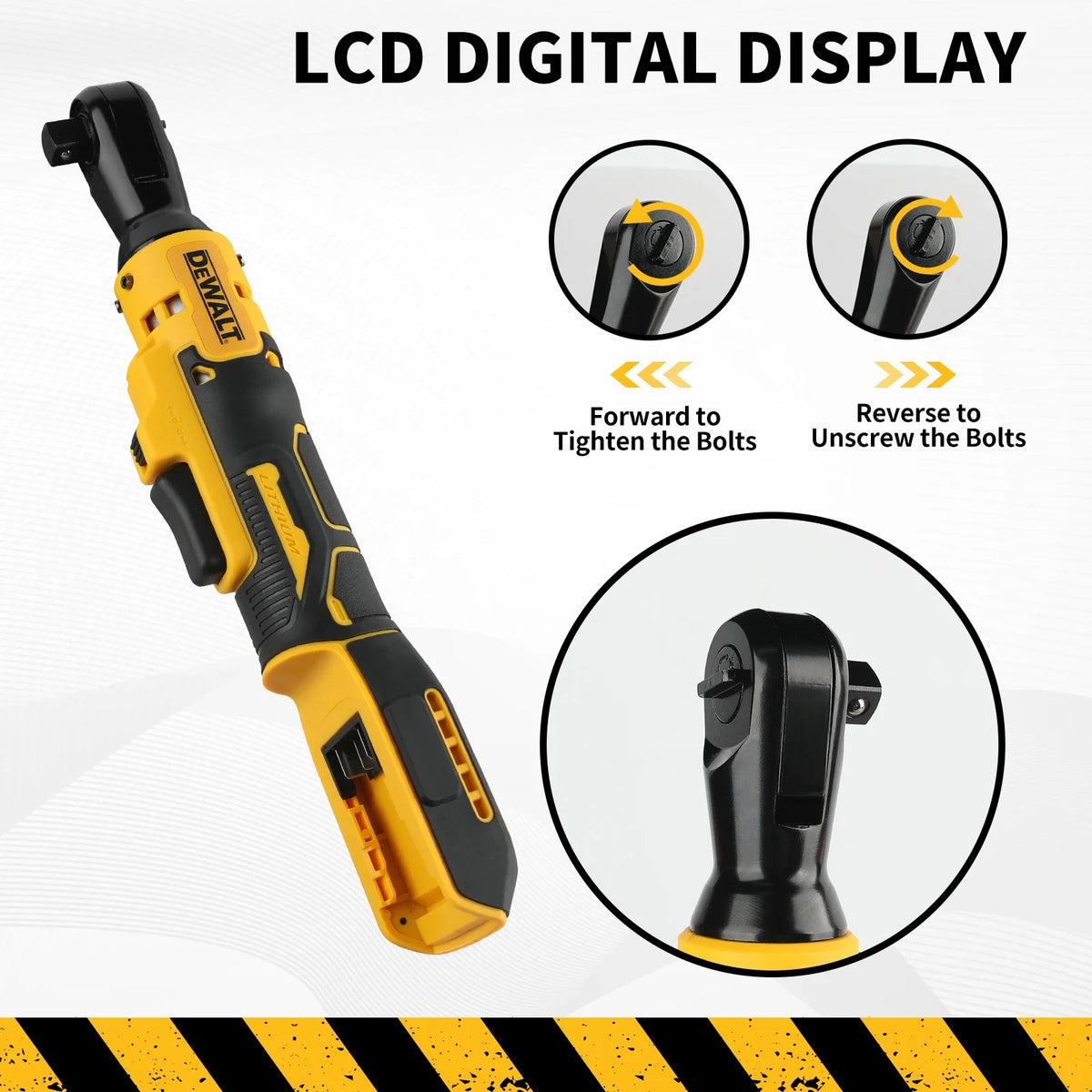 DEWALT DCF512 20V Brushless 1/2" Right Angle Ratchet Wrench LED Display Variable Speed for Auto Repair Construction