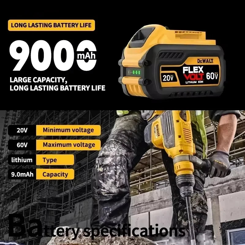 100% Genuine DEWALT Battery 60V 9Ah Flexvolt battery 20V 6Ah 5Ah DCB1104 DCB609 DCB206 For Dewalt rechargeable tool battery