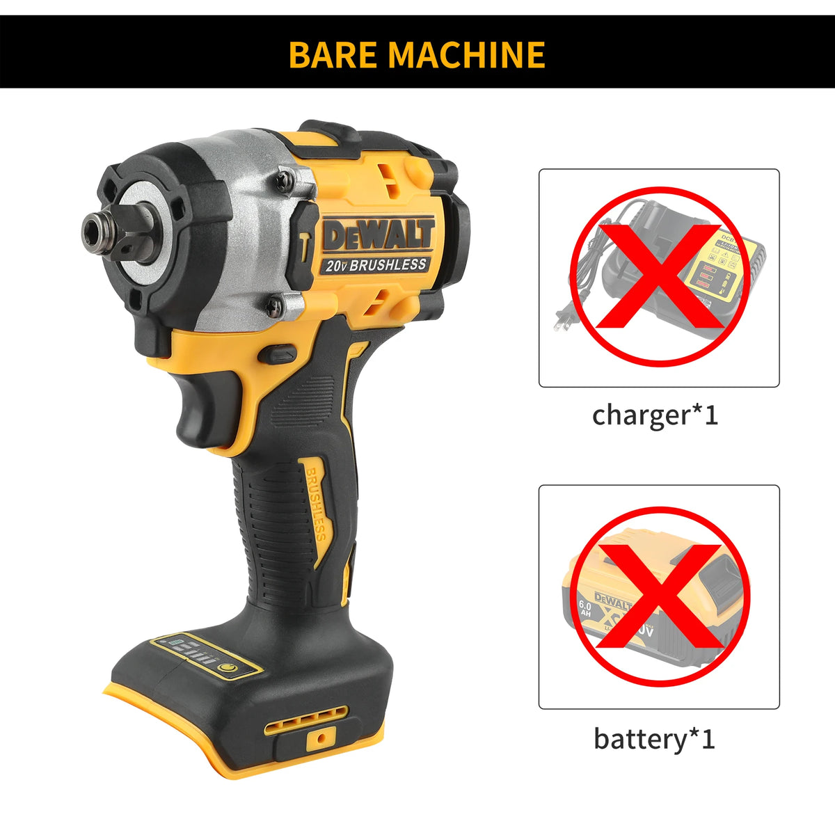 DEWALT DCF921 Cordless Impact Wrench 20V 610Nm Max Torque 0-3550IPM Forward Reverse Switch Auto Repair Heavy Work Power tools