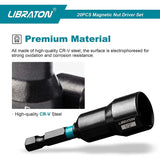 LIBRATON 20PCS Magnetic Nut Driver Set, Impact Drill Driver Bit Set 1/4" Metric and SAE Nut Driver with Storage Bag Nut Drivers