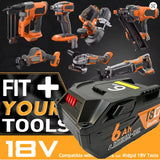 8AH Li-ion 18V For RIDGID R840087 Battery R840083 R840085 R840086 Capacity 6.0/4.0ah Rechargeable Power Tool Series AEG Series