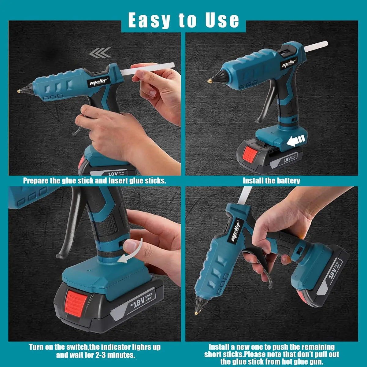 Cordless Glue Gun for Bosch 18V Battery GBA/GBA ProCORE Hot Glue Gun Full Size 11mm Stick for DIY Crafting (NO BATTERY)