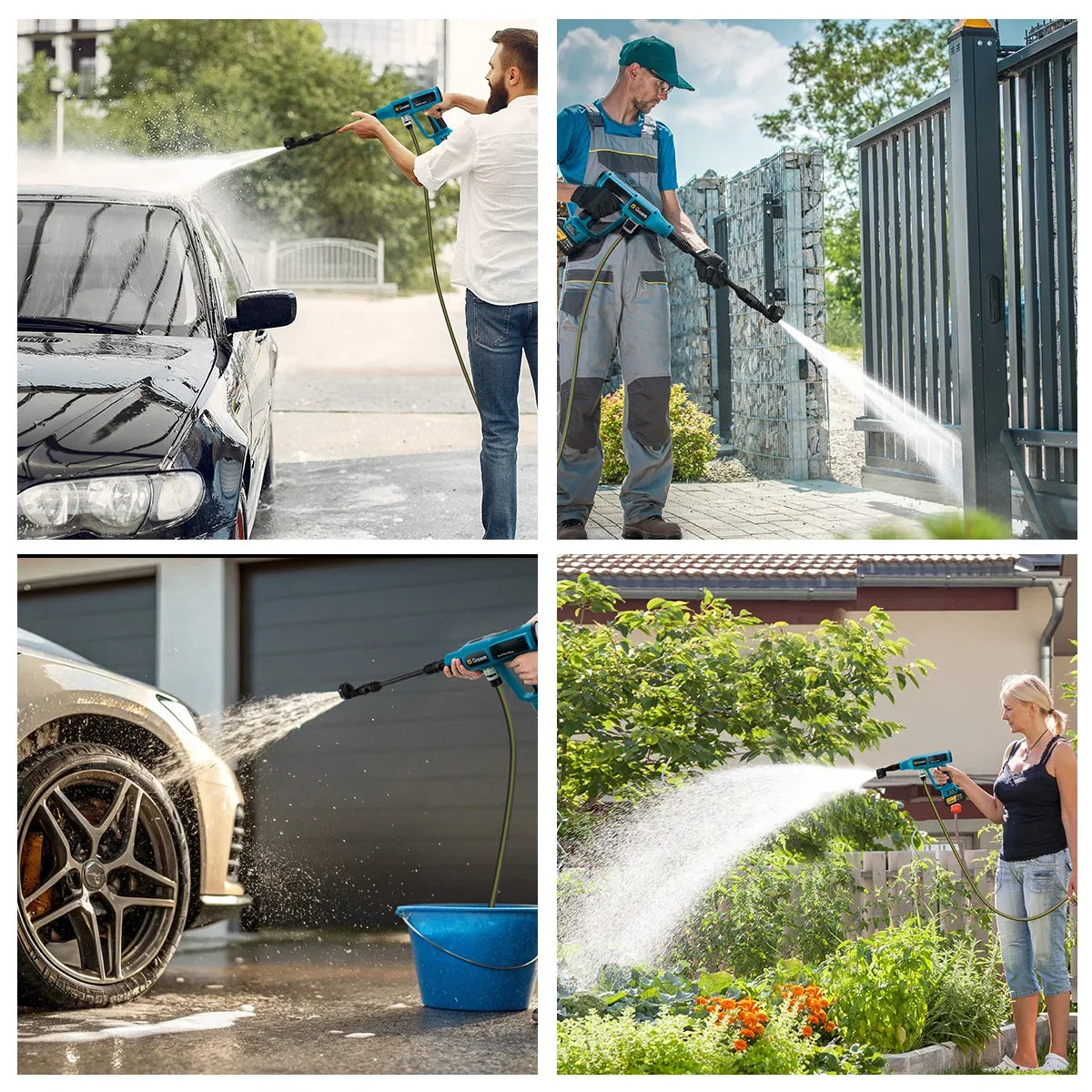 Gisam 250Bar Brushless Electric High Pressure Washer Gun 4Gear Power Home Car Washing Water Spray Gun for Makita 18V Battery Pin