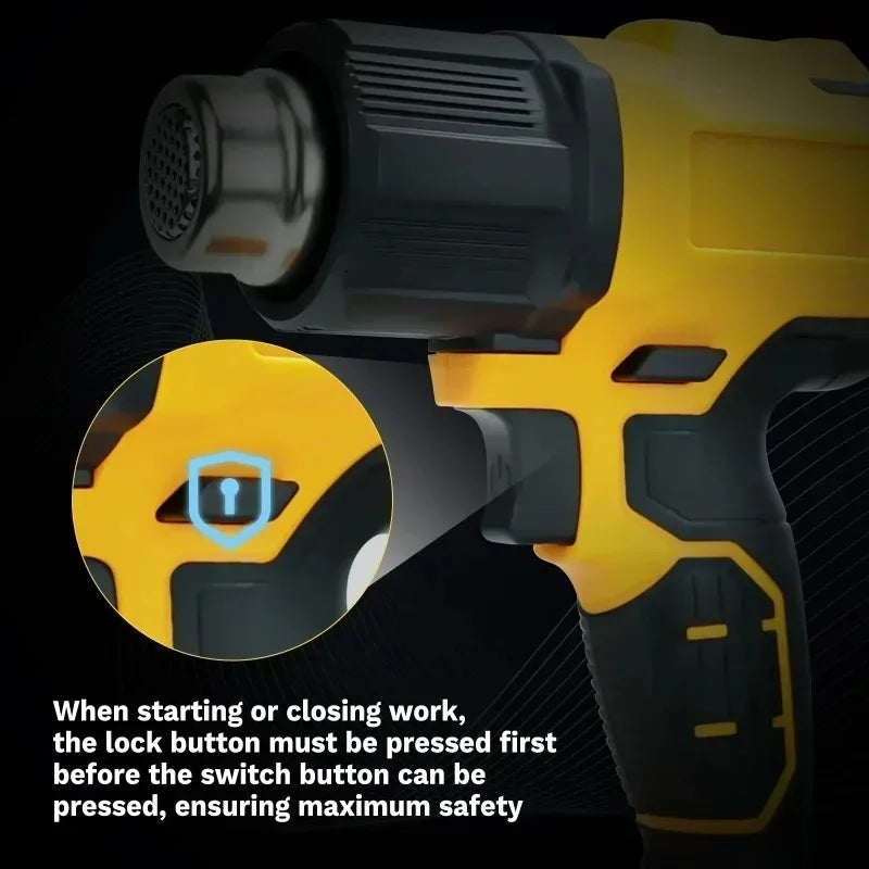 Dewalt Cordless Digital Display Electric Air Guns Heat Gun Industrial Shrink Wrapping Hot Air Gun With 3 Nozzles for 18V Battery
