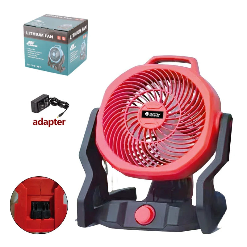 180 Degrees Rotary Outdoor Electric Fan Lithium Battery Drive Battery And Line Dual Use For Family Outdoor Fishing Camping