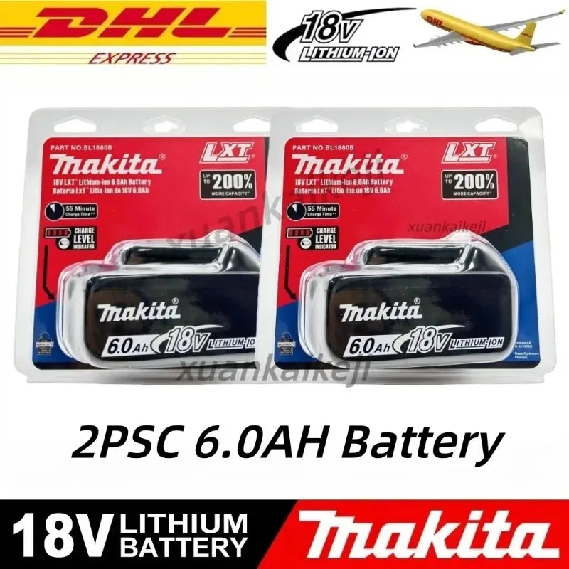 6Ah 100% Original Makita 18V Battery BL1860B Rechargeable Lithium-Ion Battery for Makita 18V Power Tools Replace the Battery.