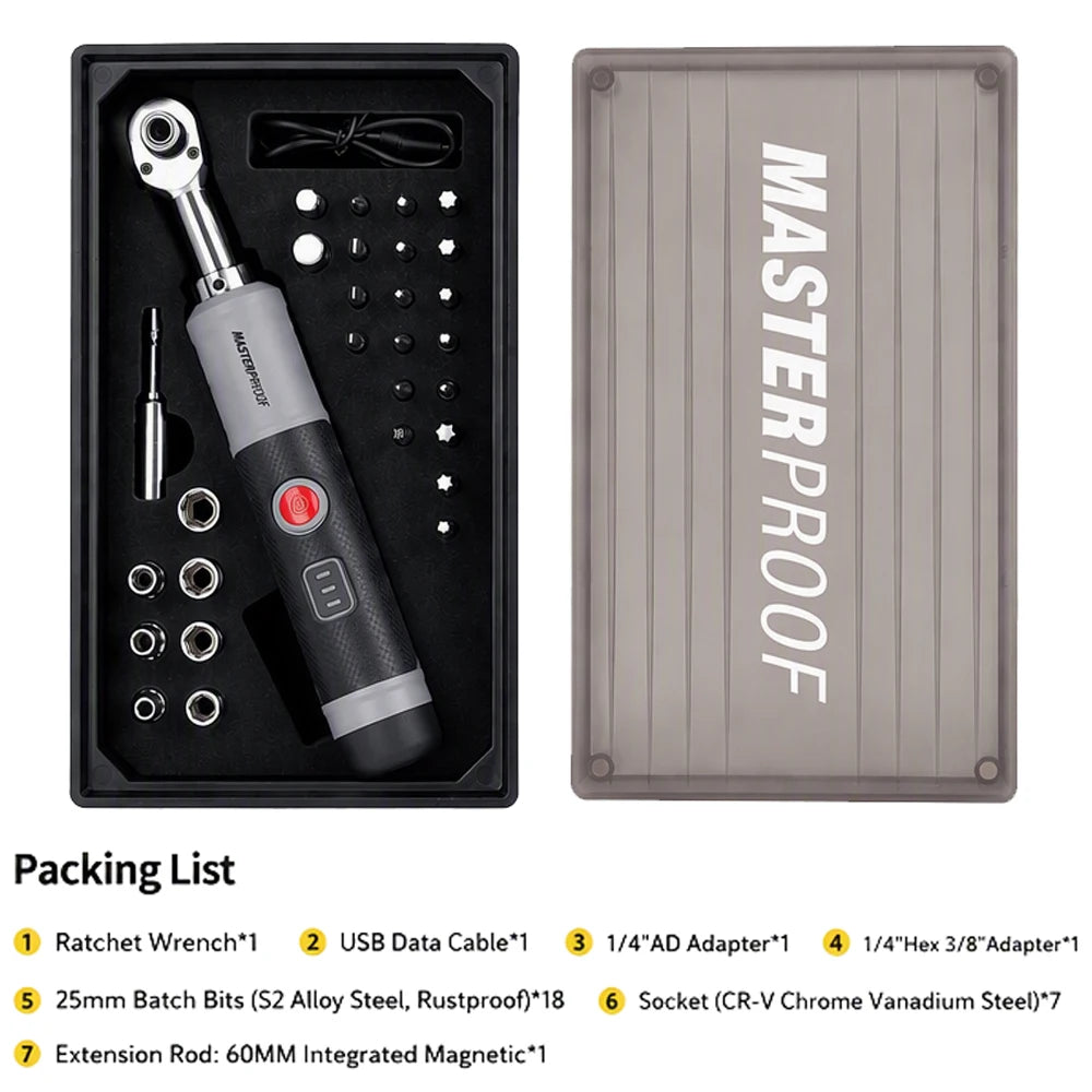 380RPM Electric Ratchet Wrench 1/4" 3/8" Bidirectional Ratchet Forward Reverse 60 N·m Manual 1.5 N·m Auto for Home DIY Repair