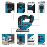 EG 3500RPM Cordless Electric Curved Saw 750W Rechargeable Electric Jig Saw Woodworking Cutting Power Tool for Makita 18V Battery
