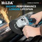 HILDA 125mm Brushless And Brushed Angle Grinder Cordless Grinding Machine Cutting 12V Angle Grinder For Makita 18V Battery
