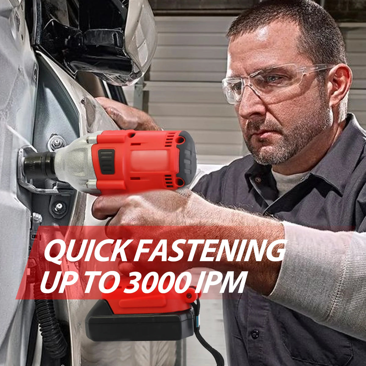 20V Cordless Electric Impact Wrench 1/2 Inch Power Tool Set with Brushless Drill Driver 2 Li-Ion 1500mAh Batteries Single Charge