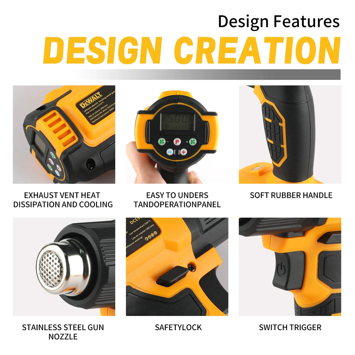 Dewalt DCE530 20V Cordless Heat Gun With 5-in-1 Nozzles 2 Speed Modes Lightweight Paint Stripping Adhesive Softening Power tools