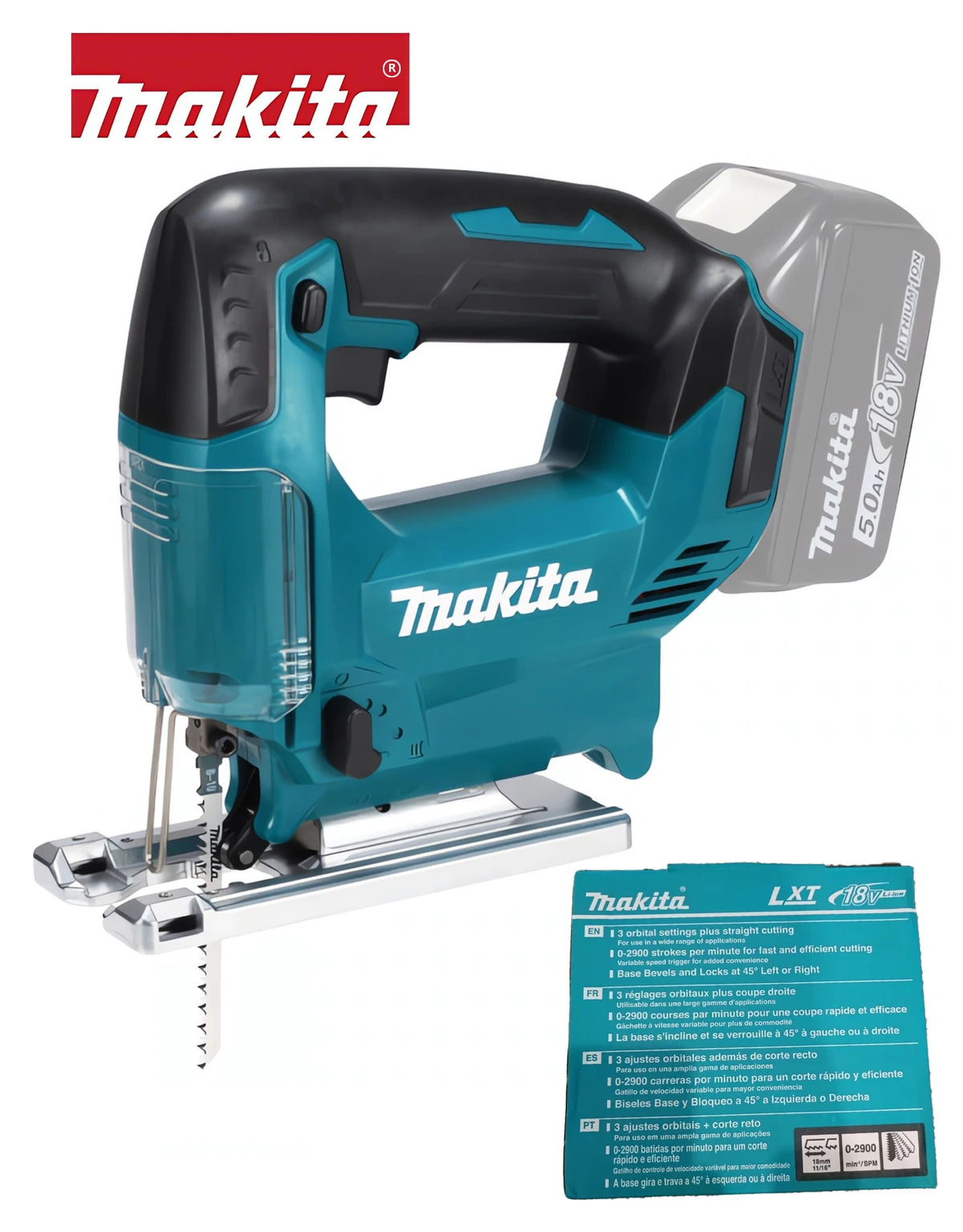 Makita Cordless Jig Saw DJV186Z Brushless Power Tools 2,900spm, 45 Degree Cutting Angle Jigsaw Woodworking Tools