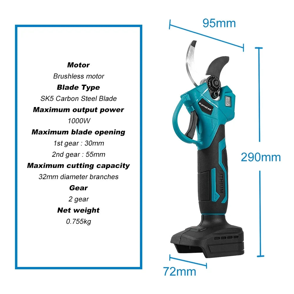Kamolee 30/55mm Brushless Electric Scissors For Pruning Branches In Fruit Trees, Garden Bonsai