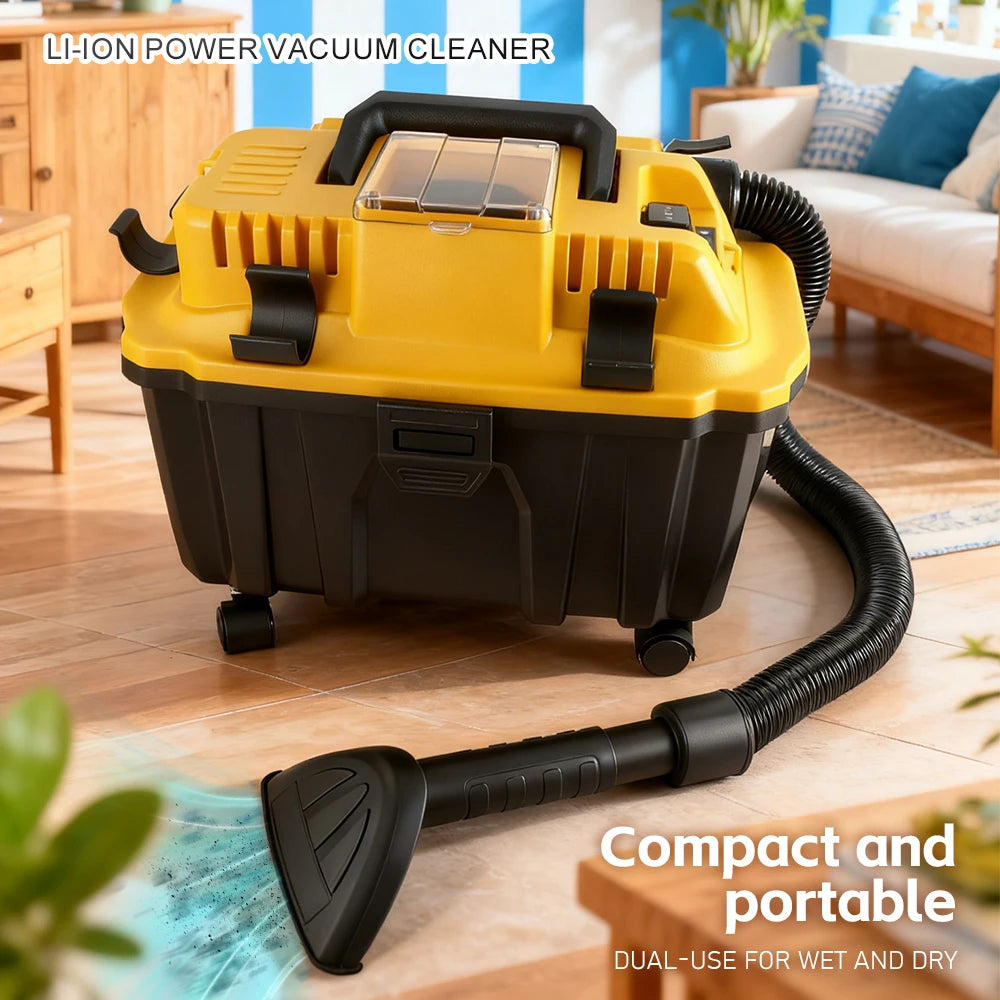 Portable Brushless Lithium-Ion Cordless Vacuum Cleaner High-Suction Wet/Dry Vacuum for DeWalt Battery Powered Cleaning