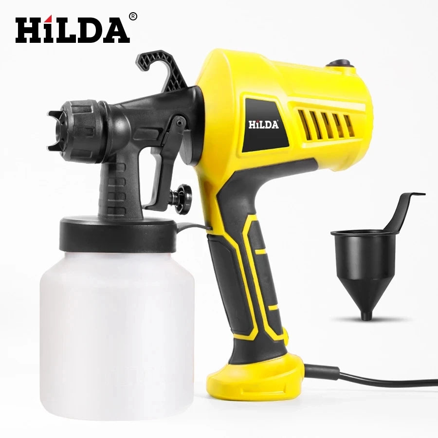 HILDA Corded Electric Paint Sprayer Single Handheld Spray Gun Adjustable Flow Control Nozzle Portable Home Use Painting Tool