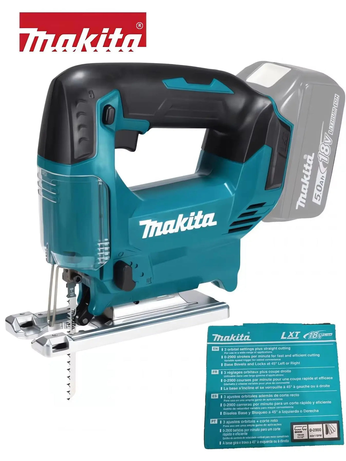 Makita Cordless Jig Saw DJV186Z Brushless Power Tools 2,900spm, 45 Degree Cutting Angle Jigsaw Woodworking Tools