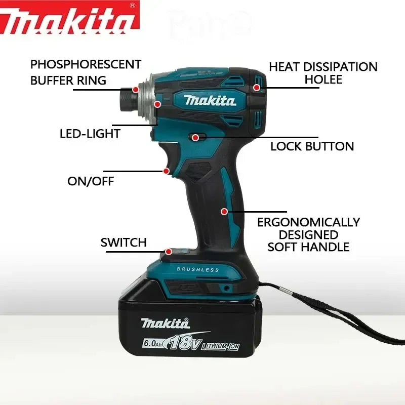 Makita DTD172 18V LXT Wireless Impact Driver Brushless Gear For Cabinet DIY And Equipment Repair Tasks